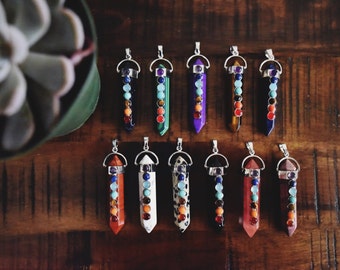 7 Chakra Necklace - Crystal Pendant Reiki Healing Stone Jewelry Womens Jewellery Tumblr Multi-stone Bohemian Yogi Hipster Christmas Present