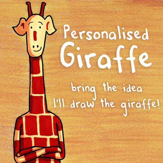 Personalised Giraffe Art - Motivating Giraffe - 8x11 Print and full resolution digital file