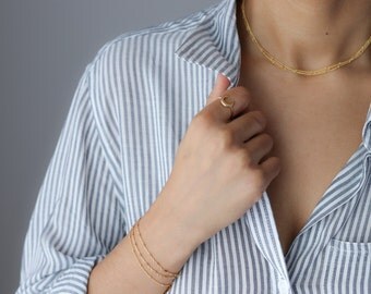 Dainty Gold Beaded Necklace - Layered Necklace - Satellite Bead Necklace - Bohemian Jewelry - Delicate Gold Necklace - Dew Drop Necklace