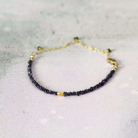Raw Diamond Bracelet - Skinny Boho Bracelet