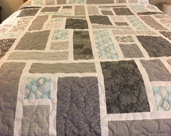 More shades of gray. This is a handmade new queen size quilt.