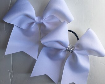 Softball Bows/White Softball Bows/ White Cheer Bows/White Soccer Bows/White Volleyball Bows/White Solid Color Bows