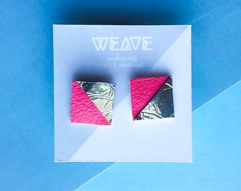 SQARE - Contemporary eco-leather earrings || 100% Handmade || Made in italy