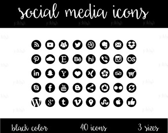 Social Media Icons Set Black Color Download