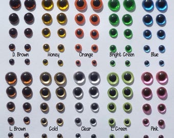 High quality multi use colored toy safety eyes toy eyes - 5mm, 6mm, 7mm, 8mm 9mm, 10mm - doll eyes - plastic animal eyes - needle felting