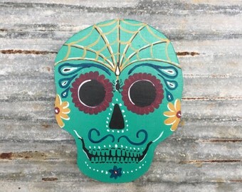 Sugar Skull, Dia De Los Muertos, Day of the Dead Hand Painted Skull