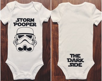 Storm Pooper Double-Sided Onesie, Star Wars Baby Bodysuit, Storm Trooper Outfit, The Dark Side Onesie