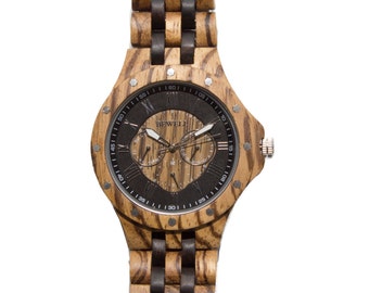 FREE Engraving Wooden Watch Zebra & Black / Personalized wood Watch Mens Women 5th anniversary birthday wedding groomsmen gift