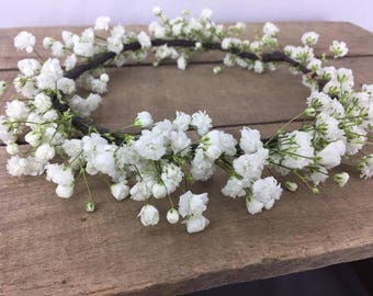 Fresh petite Baby's breath flower crown, babys breath crown, flower crown, Flower girl crown, photo prop, small crown, wispy crown, crowns