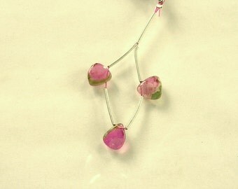 Watermelon tourmaline slice beads 9-10mm 7.3ct 3 pieces