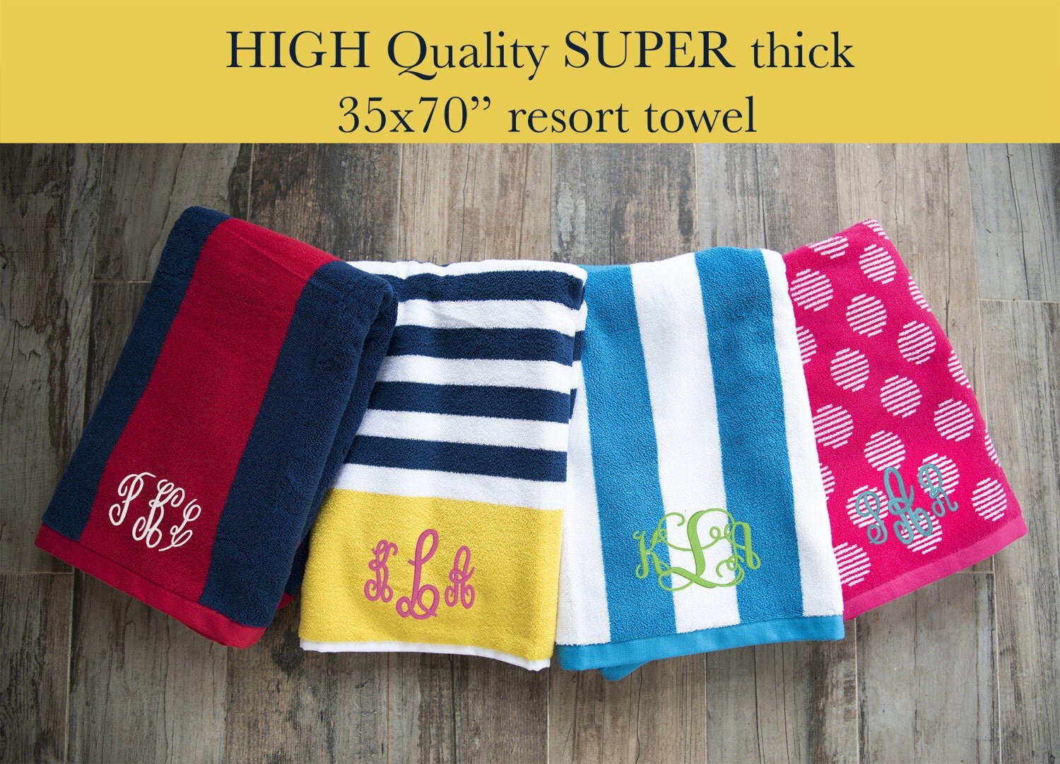 SALE Monogrammed Beach Towel Personalized Chevron Beach