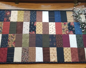 Quilted Table Runner/ Primitive Table Runner/ Patchwork Table Runner/ Scrappy Table Runner/ Handmade
