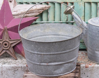 Galvanized Bucket Old Metal Pail Rustic Garden Planter Flower Pot Farmhouse Galvanized Bucket Old Metal Pail Rustic Garden Planter Flower Pot Farmhouse