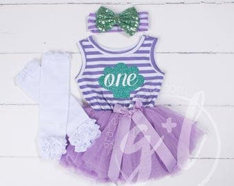 First Birthday outfit dress, Little mermaid birthday outfit, Mermaid First Birthday Outfit, Purple and aqua, Seashell outfit, Under the sea