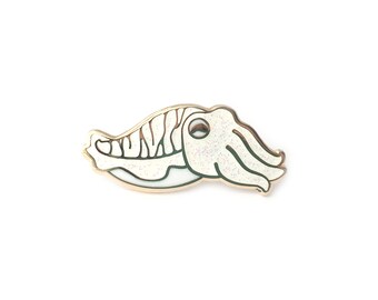 Glitter Cuttlefish Enamel Pin (hard enamel pin kawaii glitter pin lapel pin badge cute octopus jewelry cephalopod cloisonne backpack pin)