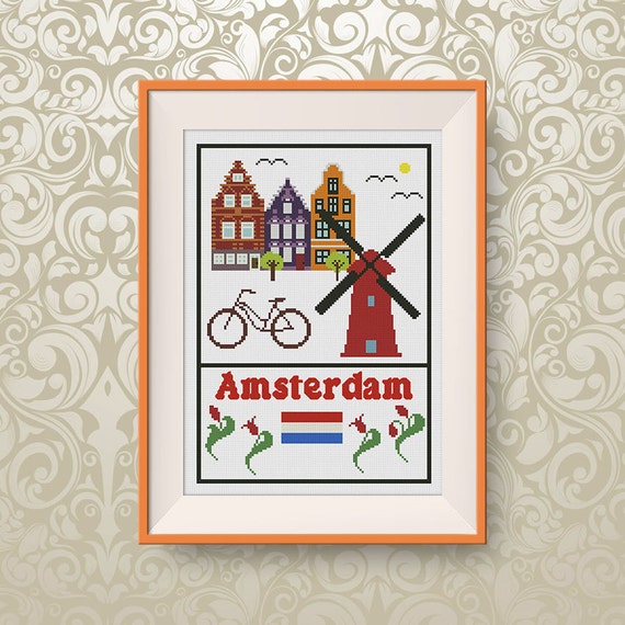 BUY 2 GET 1 FREE Amsterdam cross stitch pattern Instant