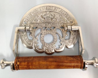 Vintage Style Crown toilet roll holder Cast Iron finished in Polished Nickel Chrome