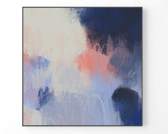 Large Abstract Painting, modern large wall art, navy blue modern decor, print from original painting, pastel print, pastel abstract art