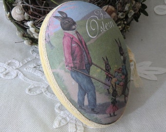 Egg Easter egg Pappei candy container vintage look