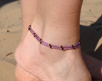 Bohemian Ankle bracelet Boho Anklet Double Anklet Crystal anklet Beach anklet Gypsy anklet dainty anklet Women anklets womens gift wife gift
