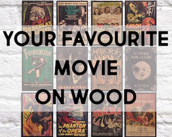 Movie Poster print Wood wall art 5th Anniversary gift for Men gift for Boyfriend gift for Women gift for Him gift for her Panel effect wood