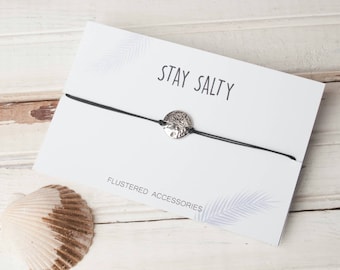 Stay Salty, Sand Dollar Choker, Beach Choker, Sanddollar Necklace, Choker, String Choker, Sand Dollar Necklace, Choker, Adjustable Choker,