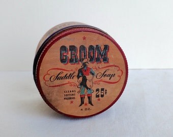 Cobalt Blue Jar, Groom Saddle Soap, Cowboy Saddle Soap, Vintage Cobalt Blue Glass Jar