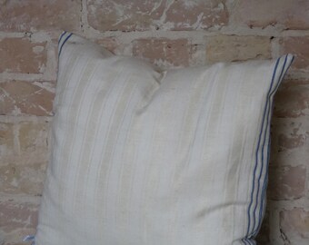 pillow from antique linen: blue stripes 45*45cm