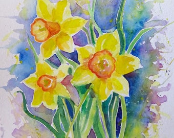 Daffodil painting | Etsy