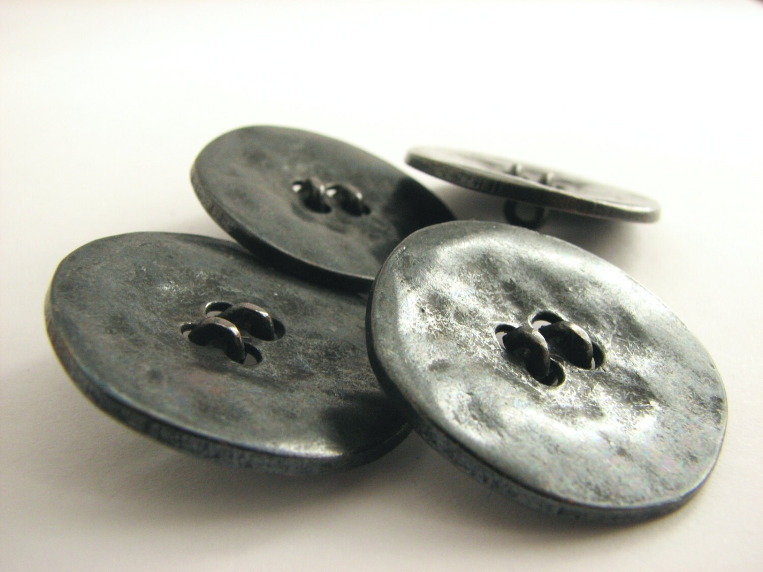 Large steel metal buttons, 4 Big shank buttons in dark grey, 29 mm 1