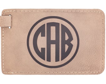 Personalized Leather Luggage Tag with Monogram, Laser Engraved, Travel Accessory, Customized for Wedding, Birthday, Christmas, Father's Day