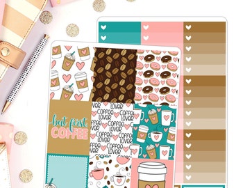 But first, Coffee Weekly Deluxe Planner Stickers Kit for use in Erin Condren Planner Stickers Mambi planner stickers