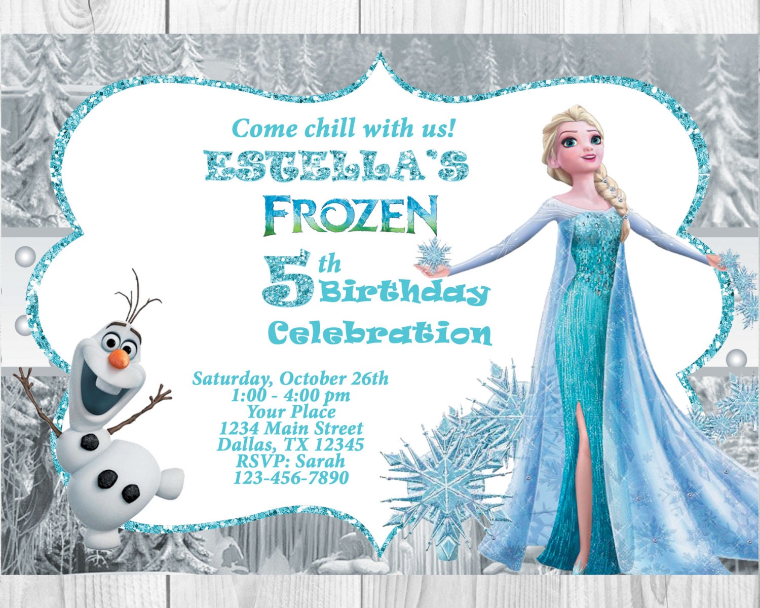 Frozen Birthday Invitation ElsaOlaf Frozen Invitation