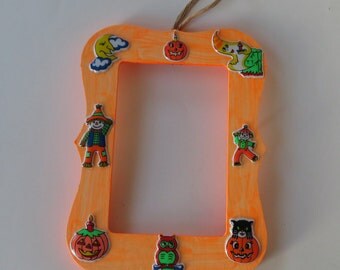 Orange Halloween Picture Frame, Painted Orange Frame, 8x6 Photo Frame