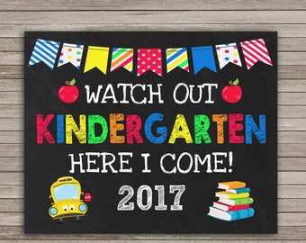Watch Out Kindergarten Here I come Chalkboard, First Day of Kindergarten Chalkboard, School Sign, Back to School, Instant Download