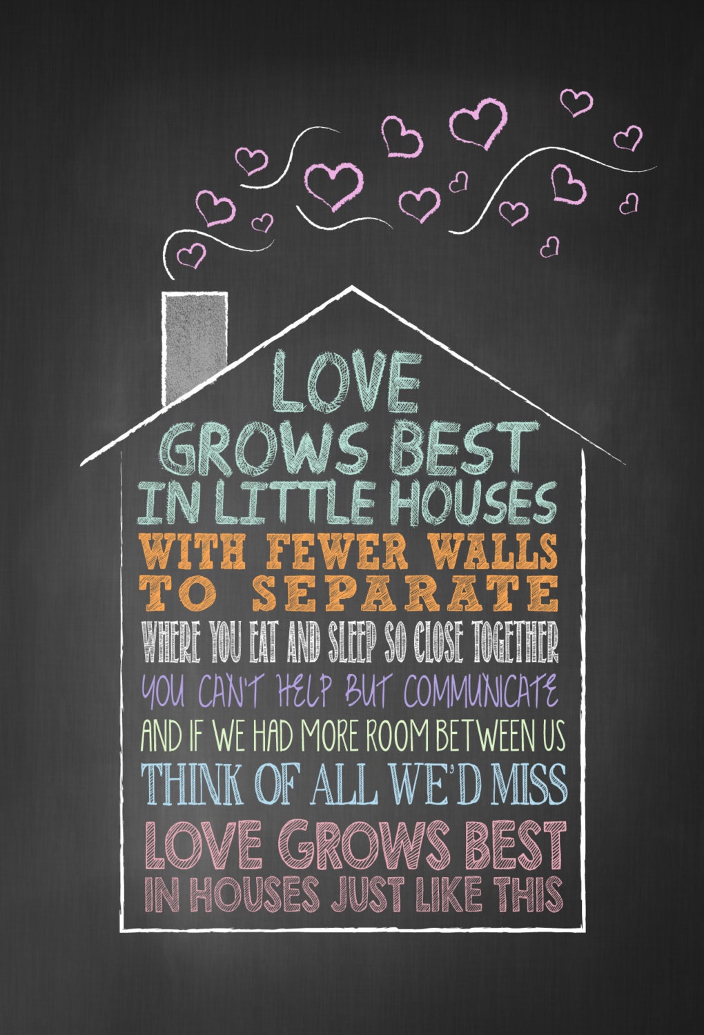 Love Grows Best in Little Houses 4x6 12 mil Typographic MAGNET inspirational self esteem quote art R&R0044MAG