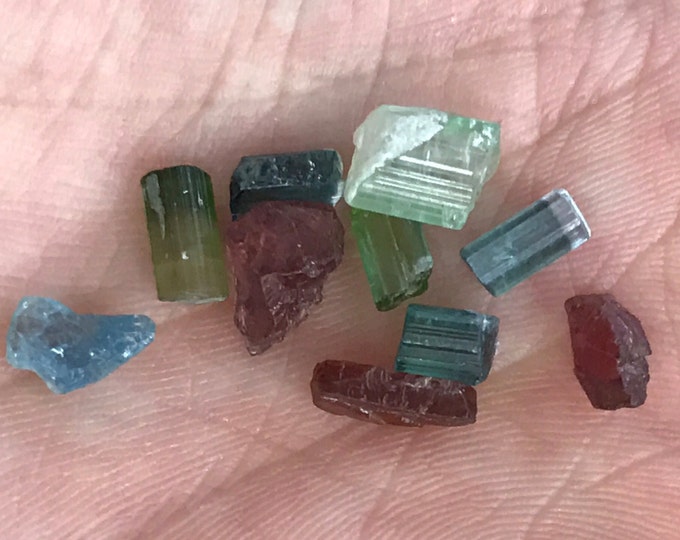 Watermelon Tourmaline Crystals- Natural Assorted Tourmaline Free Pouch Included Healing Crystals \ Metaphysical \ Tourmaline Crystal \ Reiki