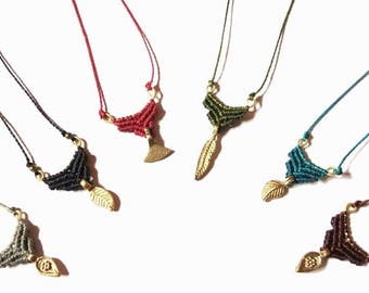 Delicate Simple Boho Necklace / Minimalist Necklace / Small jewelry / Macrame Brass Beads Necklace/ Boho Jewelry Gift for Her