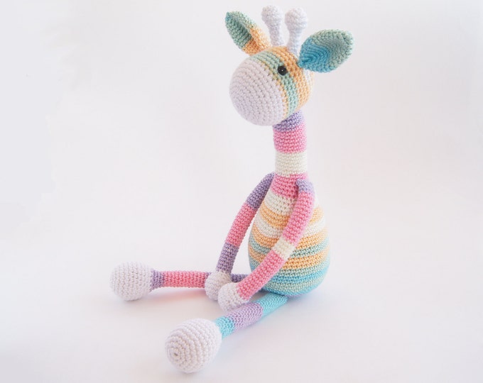 Crochet Toy - Amigurumi - Rainbow Colourful Giraffe - Animal - Handmade Doll - Stuffed Toy - Custom Color Toy - Gift for a girl boy