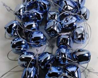 26 Blue 3/4" Jingle Bells with Sliver Thread/Crafts/Ornaments (C)