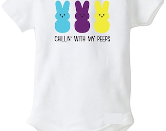 Chillin' With My Peeps Easter Onesie, Easter Outfits for Infant, Baby's First, Infant Onesie