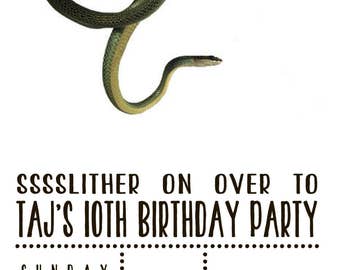 Snake Reptile Birthday Party Invitation Digital Download File