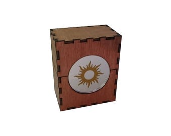 MTG deck box with mirrored acrylic mana symbol - Magic The Gathering