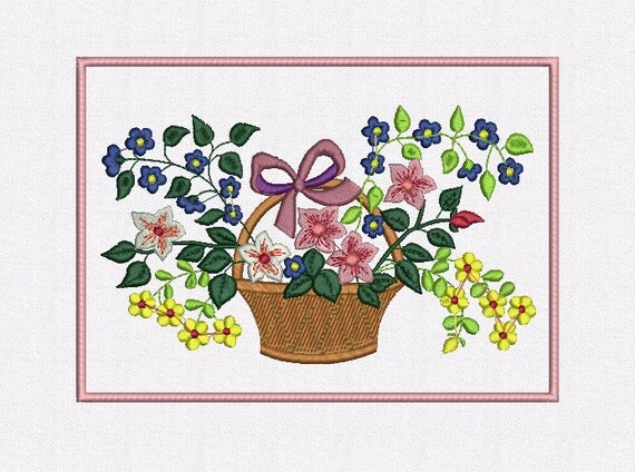 floral basket mug rug in the HOOP design machine embroidery 2