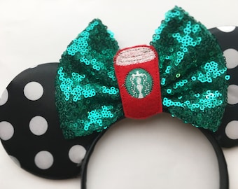 Polka dot starbucks "red cup" mouse ears