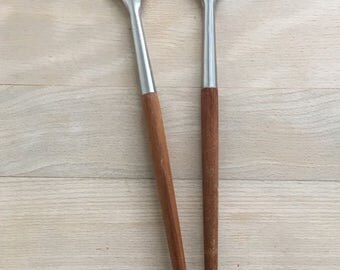 Teak salad servers – midcentury Danish vintage hardwood salad servers