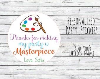 Personalized Painting Party Favor Tags Artist Art Party Favor Birthday Party Favors Goodie Bag Thank You Tags Stickers Lables Choose Size