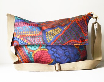 Satchel bag Totes and handbags, Cross body, Bohemian bag Gift idea Retro purse Hip bag Fabric satchel bag Boho purse Fabric hip bag Colorful