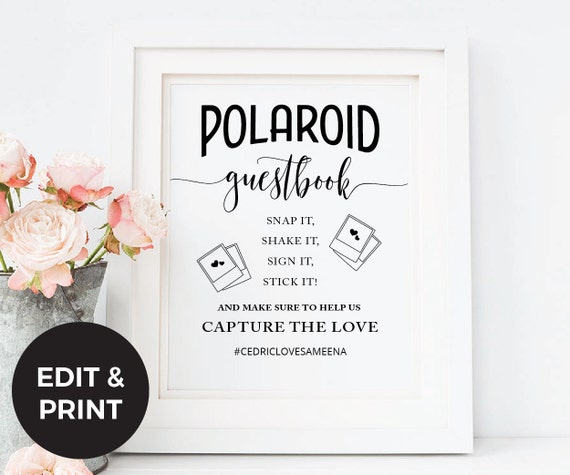 Polaroid Guest book sign Polaroid by PaperTigressBoutique ...