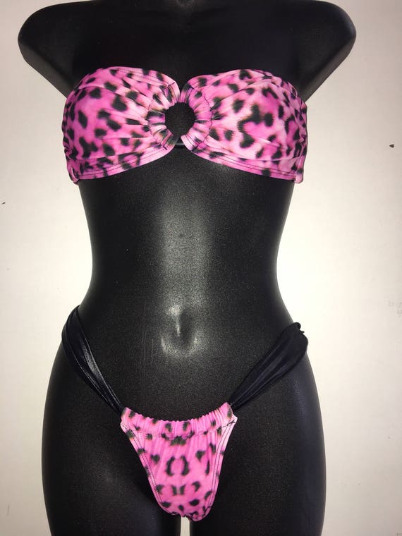 SALE*** MissManeater ONEofaKIND ring front bandeau top + sliding soft band super low boutique bikini pant *** BRAZILIAN cut!
